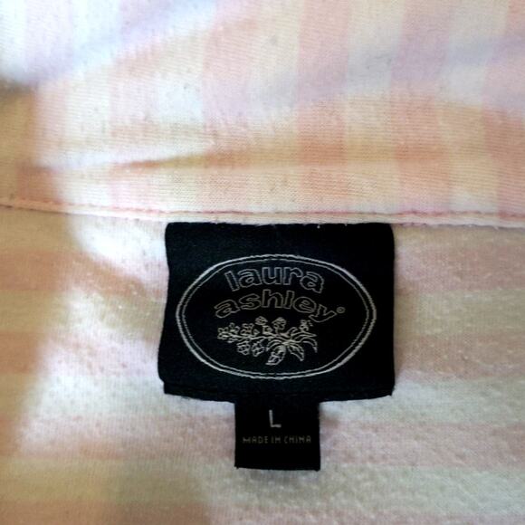 Laura Ashley Pajama Set Pink Striped Scottie Dog 2pc PJs Cotton L Sleepwear - Picture 4 of 8